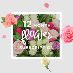 In this image, an abundant bouquet of roses captures the spirit of a 12-month flower subscription, offering a visual promise of ongoing colour and comfort. The roses, gathered closely into a rounded form, showcase a harmonious palette: gentle blush pinks, creamy whites, whisper-soft lilacs, and deeper raspberry hues that add warmth and drama. Each bloom reveals intricate layers of petals, some fully open and luxuriant, others still curled inward with a sense of anticipation. Threads of glossy, rich green foliage weave between the flowers, supporting them and adding contrast, the way a skilled local florist would carefully balance a design on the workbench of a studio near Brent Cross. The background is softly neutral, ensuring that the eye stays on the bouquet, while artfully scattered petals and a few smaller blossoms hover around the edges like lingering notes of a song. They suggest the small rituals that build up over a year of deliveries-unwrapping the paper, filling a vase with fresh water, placing the new arrangement on a table overlooking the North Circular or in a quiet corner of a home near Cricklewood. The lighting is gentle, giving the petals a luminous quality and making their velvety texture almost tangible. You can imagine the subtle perfume of roses drifting through the room with each new bouquet, turning ordinary mornings into small celebrations. This composition feels designed for those who value steady gestures of affection and the comfort of beauty arriving again and again at their Brent Cross doorstep.