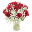 Elegant and deeply evocative, this floral masterpiece radiates the feeling of a romantic outing near Brent Cross Park. A dozen velvety red roses form the bouquet's passionate focal point, their petals unfurling in flawless spirals, inviting touch and admiration. Each blossom is enveloped by wispy clouds of baby's breath, whose snowy-white tiny flowers add an ethereal texture and calming contrast to the fiery roses. Set in a clear, sturdy glass vase, the stems interlace beneath the water's surface, symbolizing the bond between freshness and artistry-a hallmark of local Brent Cross floristry. The full, rounded shape lends a sense of thoughtful opulence, while the gentle rose scent mingles with the delicacy of gypsophila, suggesting quiet summer evenings spent with cherished company. Designed for special occasions-anniversaries, Valentine's surprises, or simply to say 'you matter'-this arrangement brings a timeless grace and heartfelt affection, available for swift delivery to homes throughout Brent Cross and neighbouring areas.
