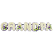 In this image, the name GRANDPA is spelled out in large, floral capital letters, aligned in a single horizontal row as if ready to be placed beside a coffin or at the front of a memorial service in Brent Cross. Each letter is completely covered with densely packed white chrysanthemums or carnations, their small, rounded blossoms forming a thick, velvety layer that softens every edge and corner. The effect is that of white cushions shaped into letters, evoking calm, purity, and a sense of respectful closure. To bring gentle contrast, the florist has incorporated well-placed sprays of purple and lavender flowers, together with hints of bright green foliage. These accents are arranged at key points throughout the tribute: at the base and inner curve of the G, within the triangular openings of the As, around the form of the D and P, and adorning the final A, giving subtle rhythm and visual interest without disturbing the overall tranquillity. A narrow ribbon in a coordinating shade of violet outlines each letter, adding a clear edge and echoing the purple blooms within. All of the letters rest on a hidden dark green frame that connects them from underneath, allowing the tribute to be moved securely from the florist's workbench near Brent Cross Shopping Centre to nearby churches, crematoria, or cemeteries in Hendon and Temple Fortune. This floral lettering arrangement feels tender and composed, a personalised sympathy tribute chosen to celebrate the life and memory of a cherished grandfather with flowers that convey love, gratitude, and gentle remembrance.