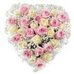 A beautifully balanced heart-shaped floral tribute, created by skilled Brent Cross florists, captures both elegance and deep-reaching sentiment. Approximately thirty-five delicate roses-shades of soft blush pink intertwining with creamy, ivory whites-form the rich, textured body of the heart. Fresh, sumptuous petals open in soft layers, their velvet surfaces inviting touch. Wisps of airy, cloud-like baby's breath are threaded throughout the composition, lending both fullness and a gentle, ethereal touch that echoes the calm of Brent Cross's community gardens. The bouquet is set against a crisp white background, each colour gently illuminated beneath even, natural lighting, drawing out the contrast and warmth. This perfectly shaped heart speaks of love, remembrance, and the unique bonds cherished in Brent Cross, making it an ideal visual for funeral tributes or moments of reflection. The artistry in every placement ensures not only freshness but a tangible sense of care-whether honouring a family gathering in local homes or offering solace in times of remembrance at Brent Cross's quiet chapels. This arrangement brings together sophistication, compassion, and local authenticity in a single, unforgettable floral gift.